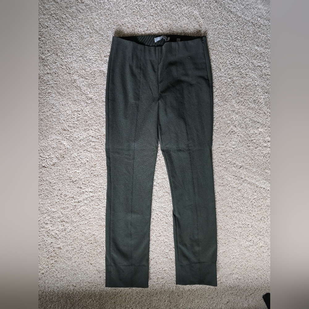 Vince Womens M Green Pull On Stretch Pants Side Zip Fitted Skinny Pant Tapered